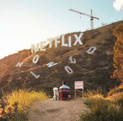 Watching Netflix under the Hollywood sign